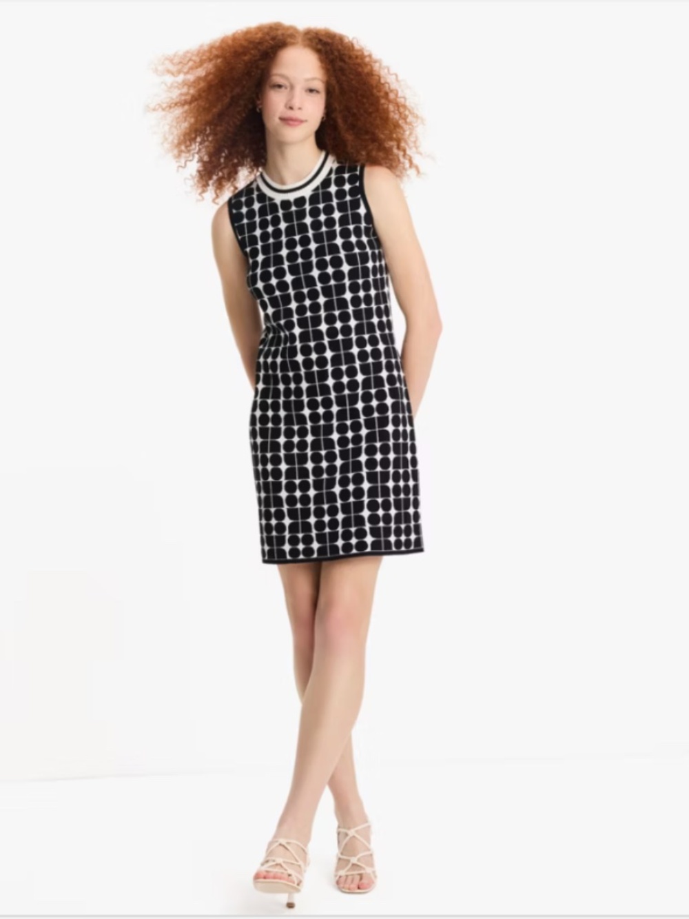 NWT Kate Spade Noel Jacquard Shift Sweater Dress in Black/White Size XL